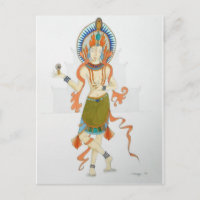 Postal con arte original de una diosa hindú