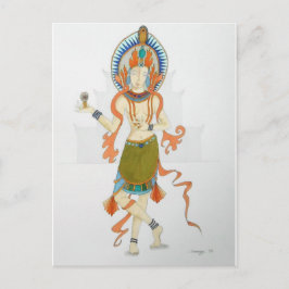 Postal con arte original de una diosa hindú