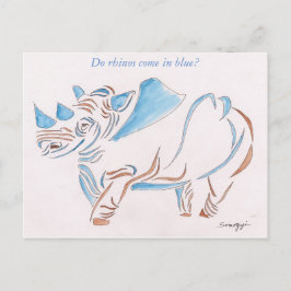 Postal con arte original del rinoceronte estilizad