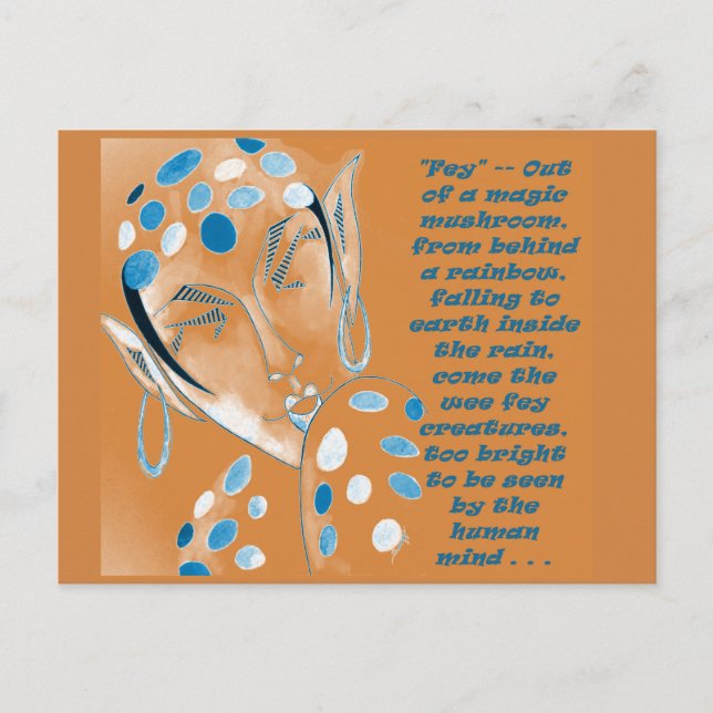 Postal con arte original — Elf Naranja con texto (Anverso)