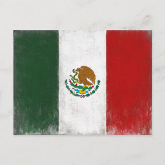 Postal con bandera afligida de México