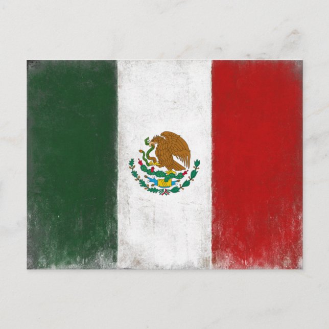 Postal con bandera afligida de México (Anverso)