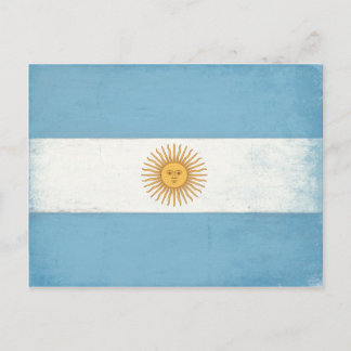 Postal con bandera angustiada de Argentina