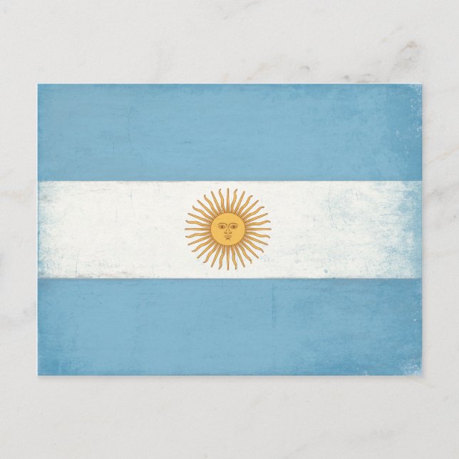 Postal con bandera angustiada de Argentina (Anverso)