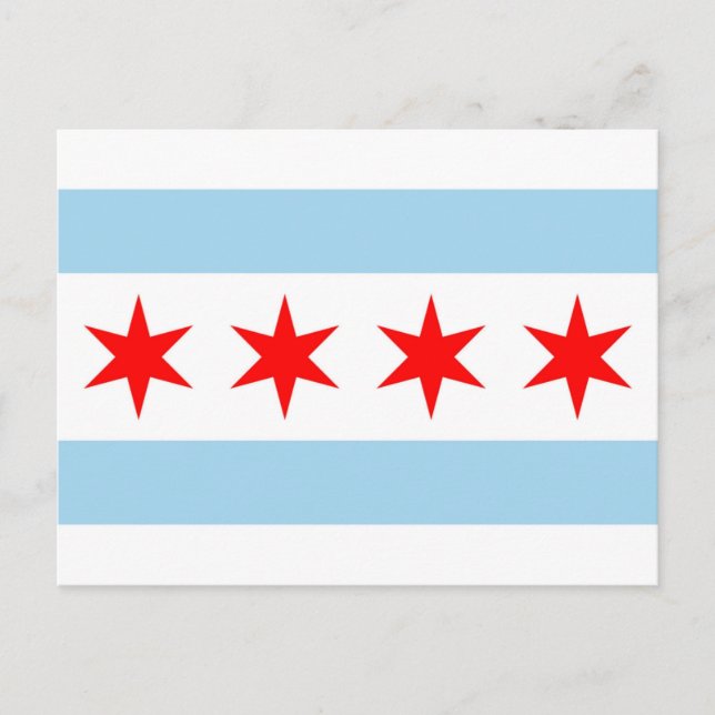 Postal con bandera de Chicago, Estado de Illinois, (Anverso)