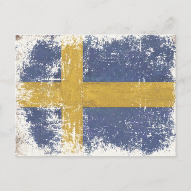 Postal con bandera de época sucia de Suecia (Anverso)