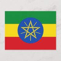 Postal con bandera de Etiopía (etíope)