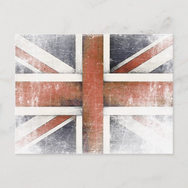 Postal con bandera de Gran Bretaña vintage (Anverso)