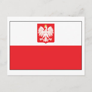Postal con bandera de Halcón de Polonia