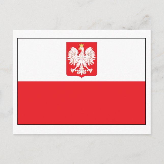 Postal con bandera de Halcón de Polonia (Anverso)