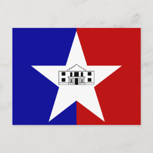 Postal con bandera de la ciudad de San Antonio, Te