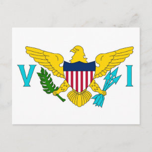 Postal con bandera de las Islas Vírgenes - Estados
