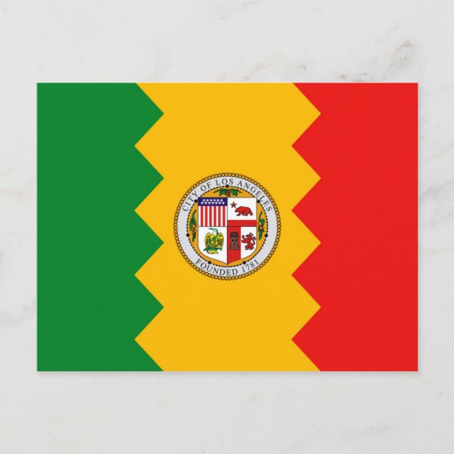 Postal con bandera de Los Ángeles, California (Anverso)