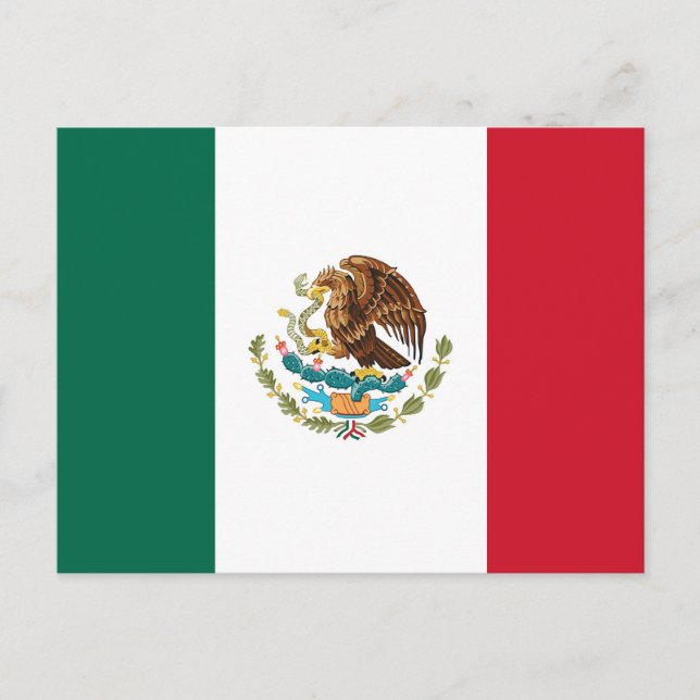Postal con bandera de México (Anverso)