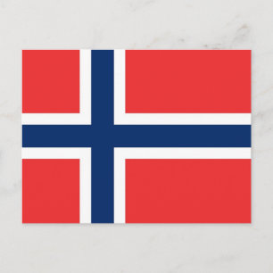 Postal con bandera de Noruega