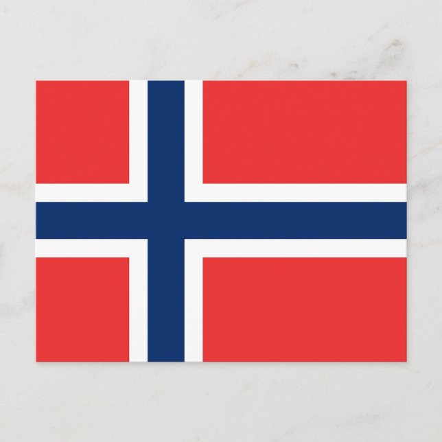 Postal con bandera de Noruega (Anverso)