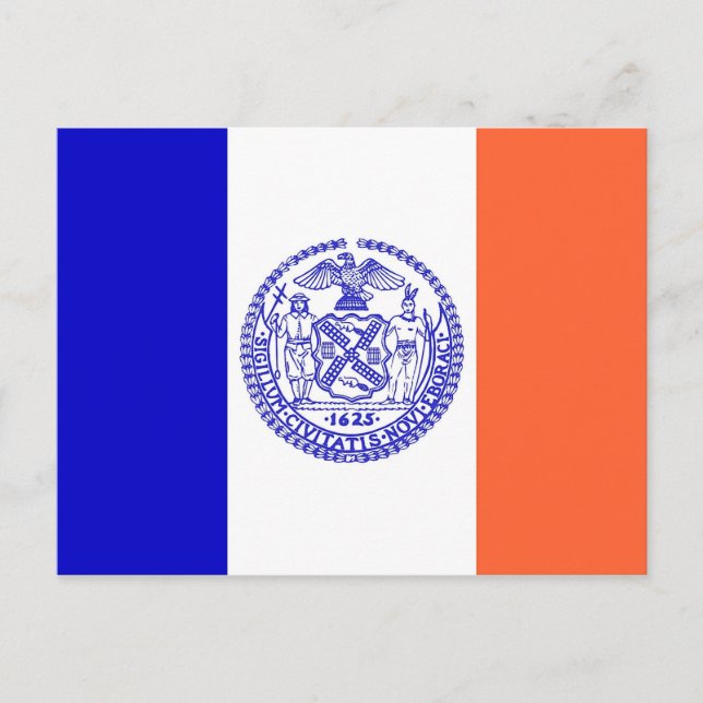 Postal con bandera de Nueva York - Estados Unidos (Anverso)