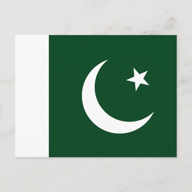Postal con bandera de Pakistán (Anverso)