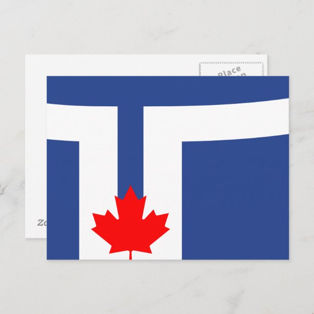 Postal con bandera de Toronto, Canadá (Anverso / Reverso)