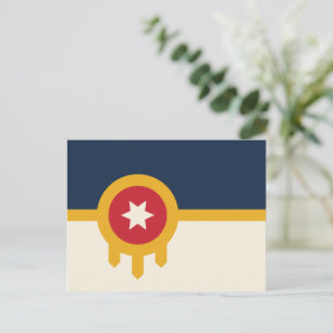 Postal con bandera de Tulsa, Oklahoma