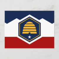 Postal con bandera de Utah, Estados Unidos