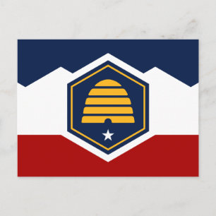 Postal con bandera de Utah, Estados Unidos