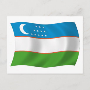 Postal con bandera de Uzbekistán