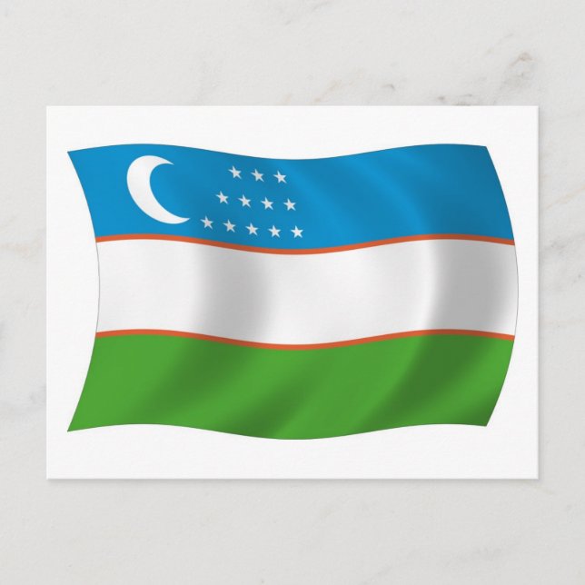 Postal con bandera de Uzbekistán (Anverso)