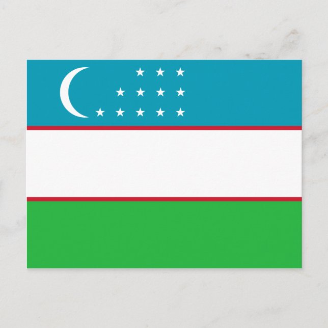 Postal con bandera de Uzbekistán (Anverso)
