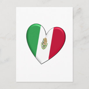 Postal con bandera del corazón de México