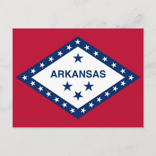 Postal con bandera del estado de Arkansas - Estado