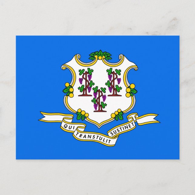 Postal con bandera del estado de Connecticut - Est (Anverso)