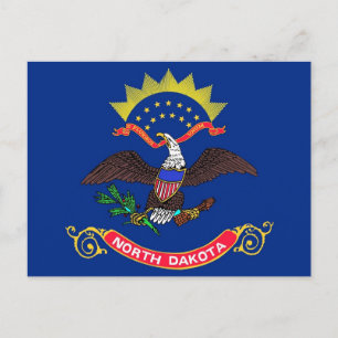 Postal con bandera del estado de Dakota del Norte 
