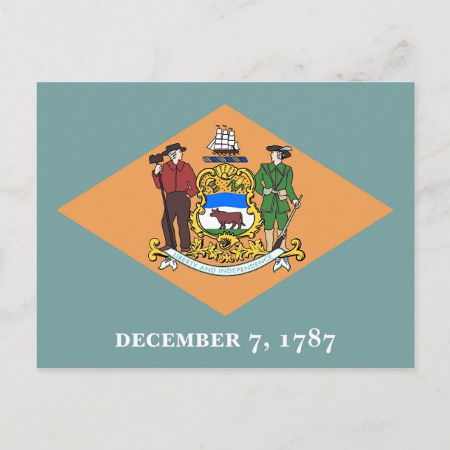 Postal con bandera del estado de Delaware - Estado (Anverso)