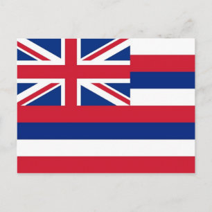 Postal con bandera del estado de Hawaii - Estados 