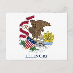 Postal con bandera del estado de Illinois - Estado