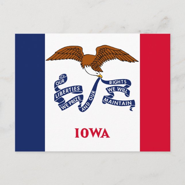 Postal con bandera del estado de Iowa - Estados Un (Anverso)