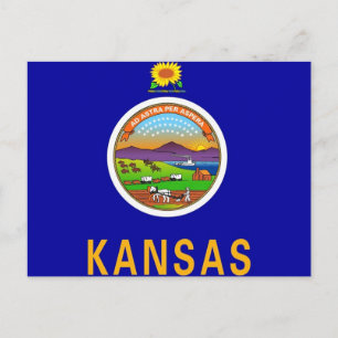 Postal con bandera del estado de Kansas - Estados 