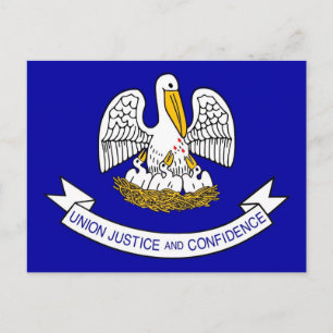 Postal con bandera del estado de Luisiana - Estado