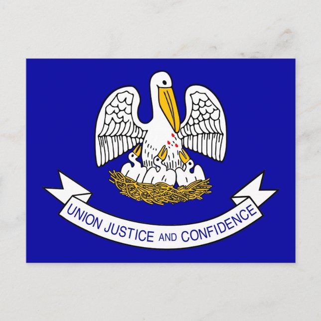 Postal con bandera del estado de Luisiana - Estado (Anverso)