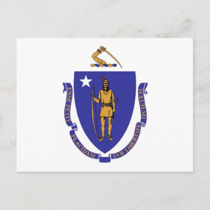 Postal con bandera del estado de Massachusetts - E