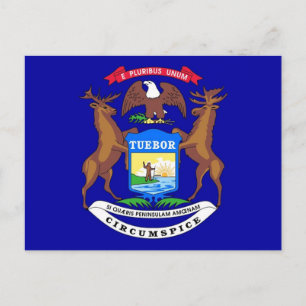 Postal con bandera del estado de Michigan - Estado