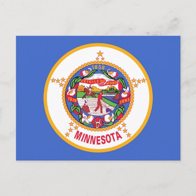 Postal con bandera del estado de Minnesota - Estad (Anverso)