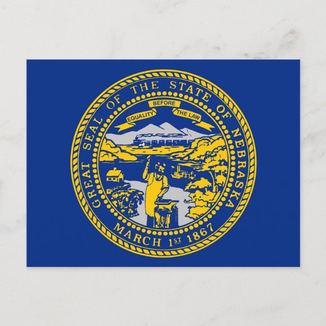 Postal con bandera del estado de Nebraska - Estado (Anverso)