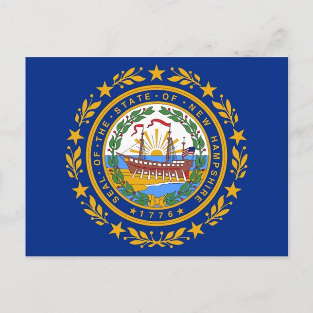 Postal con bandera del estado de New Hampshire - E (Anverso)