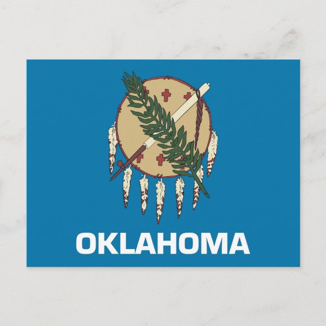 Postal con bandera del estado de Oklahoma - Estado (Anverso)