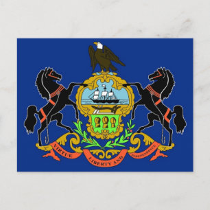 Postal con bandera del estado de Pensilvania - Est