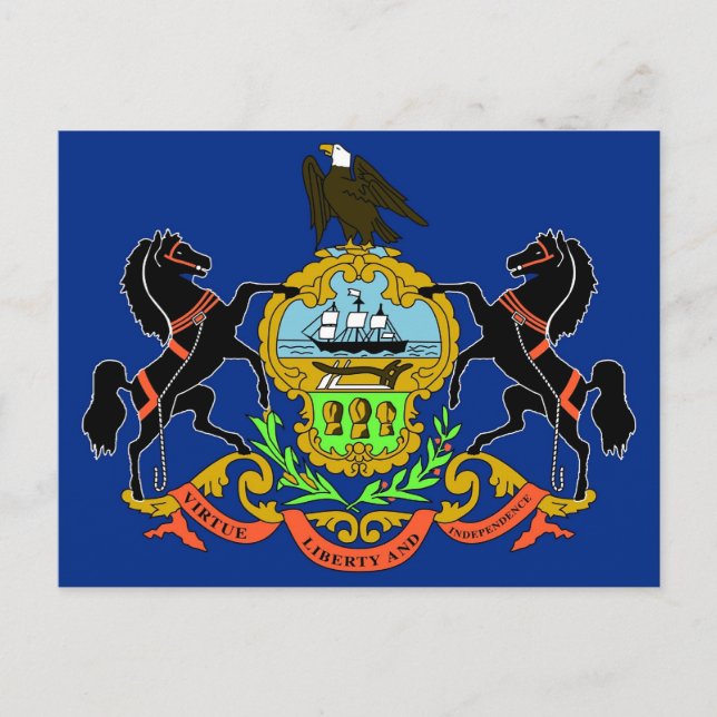 Postal con bandera del estado de Pensilvania - Est (Anverso)