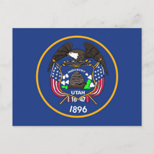 Postal con bandera del estado de Utah - Estados Un