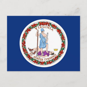 Postal con bandera del Estado de Virginia - Estado